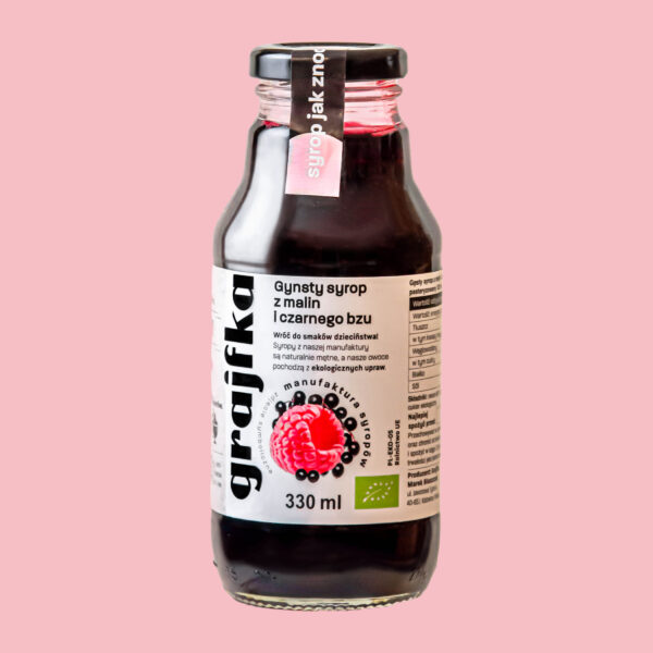 Gynsty syrop z owoców malin i czarnego bzu 330 ml BIO/EKO