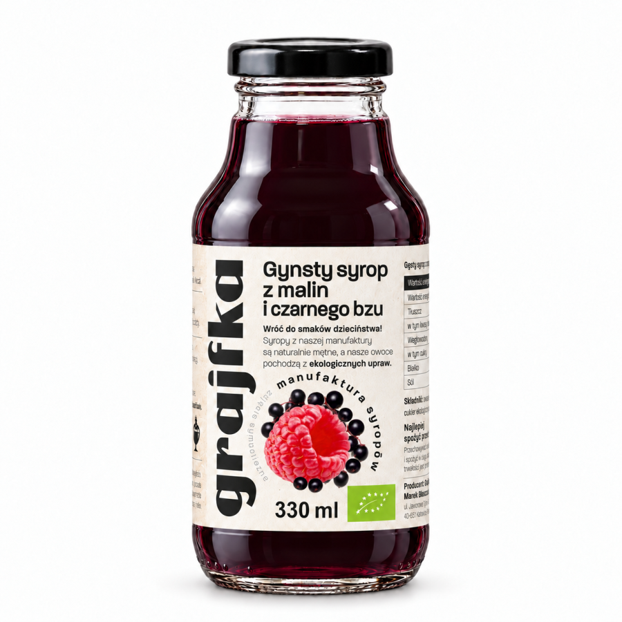 Syrop z Owoców Malin i Czarnego Bzu 330 ml BIO/EKO