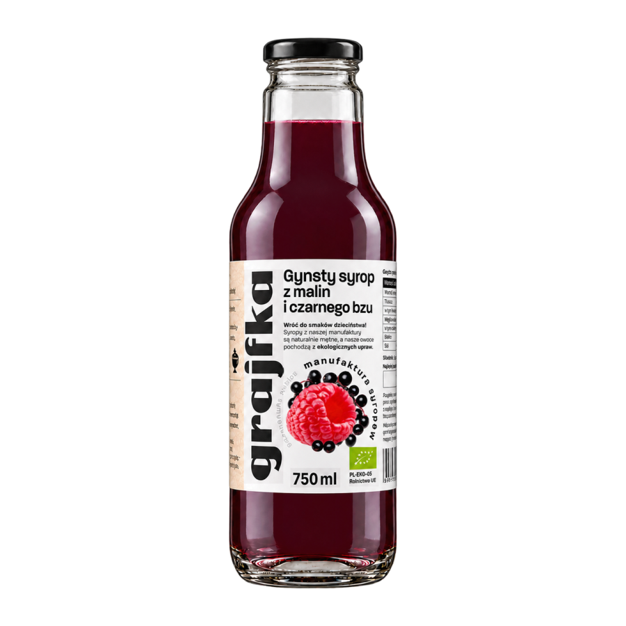 Syrop z Owoców Malin i Czarnego Bzu 750 ml BIO/EKO
