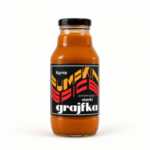 Butelka syropu Pumpkin Spice Grajfka z czarną etykietą